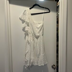 NWOT White One-Shoulder Ruffle Dress